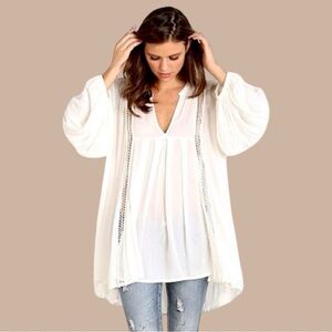 Free People Just The Two Of Us Boho Flowy Ivory Tunic 0070
